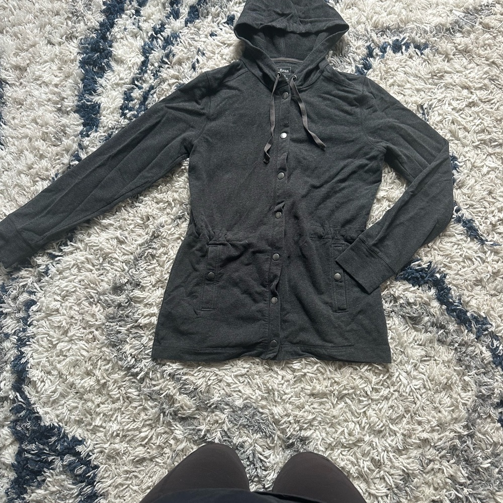 L.L. Bean Button Up Hoodie Dark Gray XS